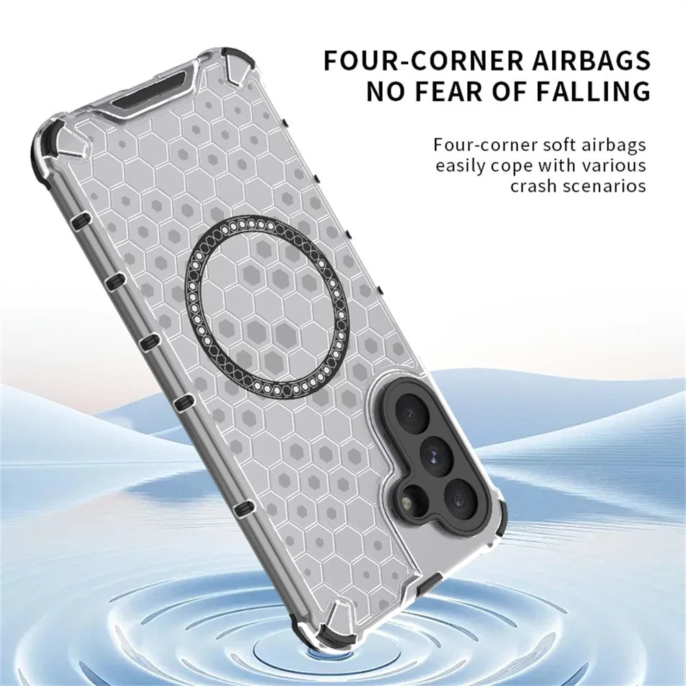 For Samsung Galaxy A56 5G  /  A36 5G Magnetic Case Honeycomb Design TPU + PC Phone Cover - Transparent - 5