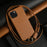 For iPhone 13 Case with Lanyard Genuine Cow Leather PC Phone Back Cover - Brown - 1