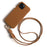 For iPhone 15 Case with Lanyard Genuine Cow Leather PC Phone Back Cover - Brown - 1