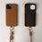 For iPhone 15 Case with Lanyard Genuine Cow Leather PC Phone Back Cover - Brown - 5