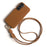 For Samsung Galaxy S22 5G Case with Lanyard Genuine Cow Leather PC Phone Back Cover - Brown - 1