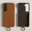 For Samsung Galaxy S22 5G Case with Lanyard Genuine Cow Leather PC Phone Back Cover - Brown - 4