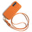 For Samsung Galaxy A54 5G Case with Lanyard Genuine Cow Leather PC Phone Back Cover - Orange - 1