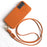 For Samsung Galaxy S21 4G / 5G Case with Lanyard Genuine Cow Leather PC Phone Back Cover - Orange - 1