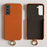 For Samsung Galaxy S21 4G / 5G Case with Lanyard Genuine Cow Leather PC Phone Back Cover - Orange - 2