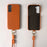For Samsung Galaxy S21 4G / 5G Case with Lanyard Genuine Cow Leather PC Phone Back Cover - Orange - 3