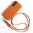 For Samsung Galaxy S23 Case with Lanyard Genuine Cow Leather PC Phone Back Cover - Orange - 1