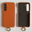 For Samsung Galaxy S23 Case with Lanyard Genuine Cow Leather PC Phone Back Cover - Orange - 2