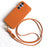 For Samsung Galaxy S23 FE Case with Lanyard Genuine Cow Leather PC Phone Back Cover - Orange - 1