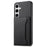 For Samsung Galaxy S25+ Case with Card Slots Kickstand Calf Texture Leather Phone Back Cover - Black - 1
