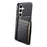 For Samsung Galaxy S25 Case Card Holder Kickstand Crocodile Texture Leather Back Phone Cover - Black - 3