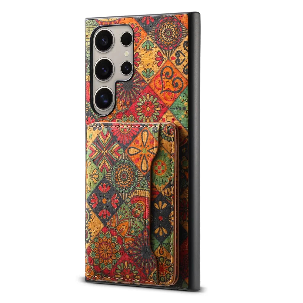 For Samsung Galaxy S25 Ultra Case Flower Print Leather + PC + TPU Cover with Card Holder Kickstand - Autumn / Yellow - 1