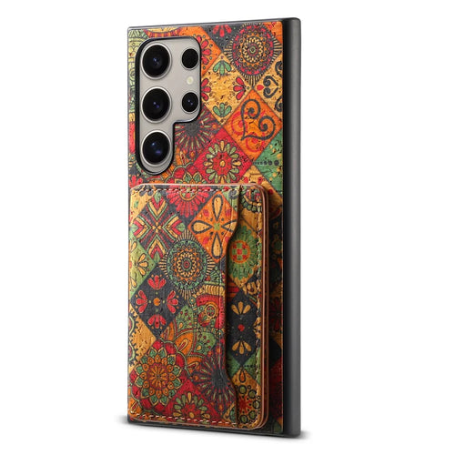 For Samsung Galaxy S25 Ultra Case Flower Print Leather + PC + TPU Cover with Card Holder Kickstand - Autumn / Yellow - 1