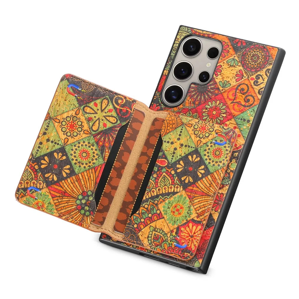 For Samsung Galaxy S25 Ultra Case Flower Print Leather + PC + TPU Cover with Card Holder Kickstand - Autumn / Yellow - 2
