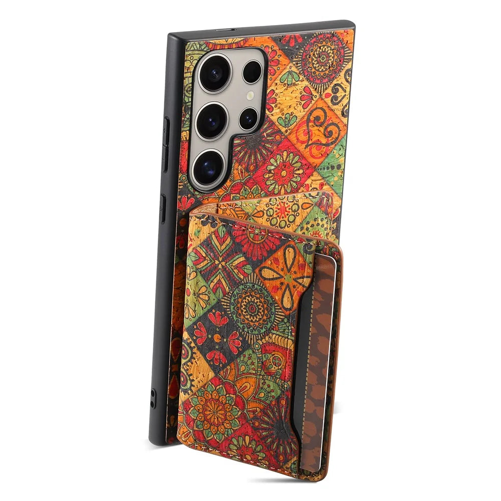 For Samsung Galaxy S25 Ultra Case Flower Print Leather + PC + TPU Cover with Card Holder Kickstand - Autumn / Yellow - 3