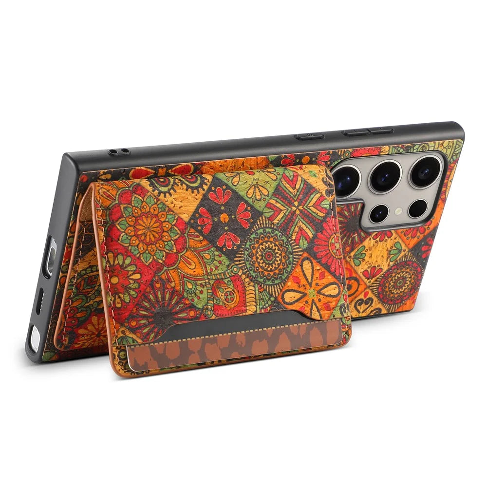 For Samsung Galaxy S25 Ultra Case Flower Print Leather + PC + TPU Cover with Card Holder Kickstand - Autumn / Yellow - 4