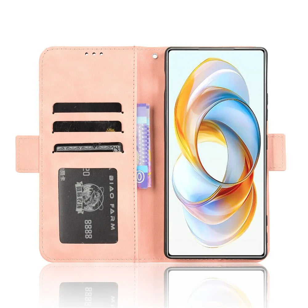 For ZTE nubia Z70S Ultra 5G / nubia Z70 Ultra 5G Leather Case Phone Wallet Cover with Multiple Card Slots - Pink - 3