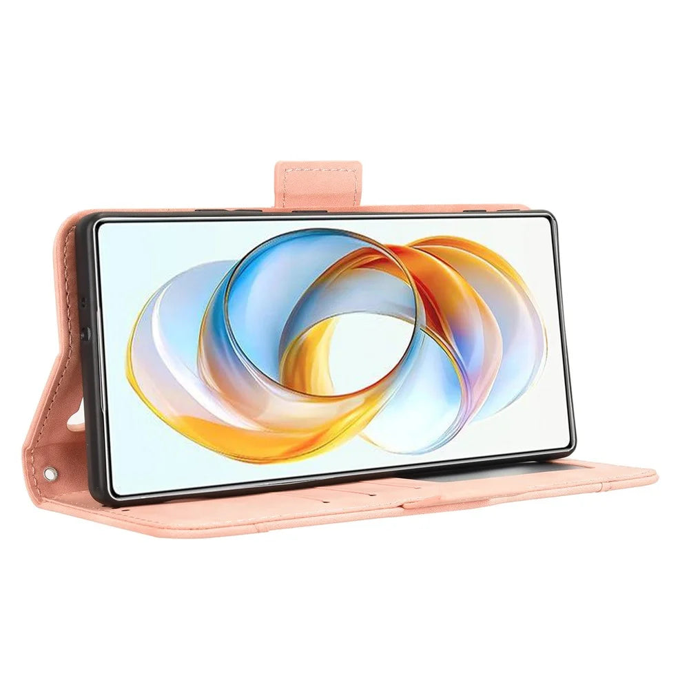 For ZTE nubia Z70S Ultra 5G / nubia Z70 Ultra 5G Leather Case Phone Wallet Cover with Multiple Card Slots - Pink - 4