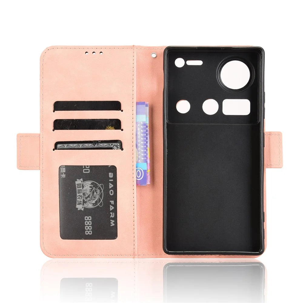For ZTE nubia Z70S Ultra 5G / nubia Z70 Ultra 5G Leather Case Phone Wallet Cover with Multiple Card Slots - Pink - 5