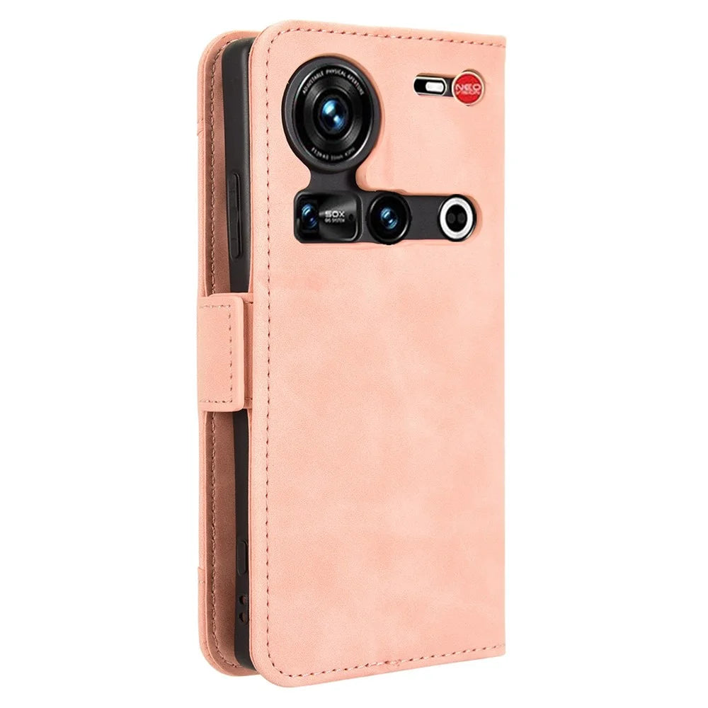 For ZTE nubia Z70S Ultra 5G / nubia Z70 Ultra 5G Leather Case Phone Wallet Cover with Multiple Card Slots - Pink - 7