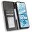For Cubot A20 Leather Case Wallet Stand Retro Texture Phone Cover - Black - 2