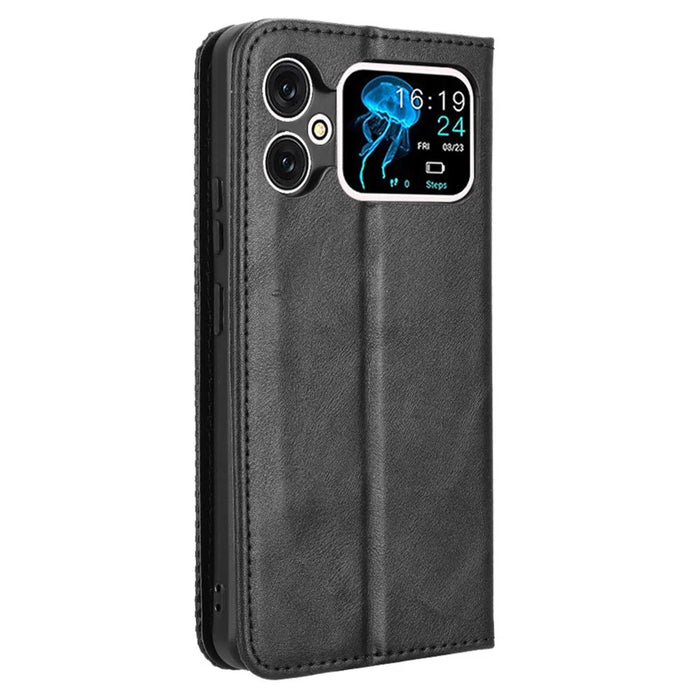 For Cubot A20 Leather Case Wallet Stand Retro Texture Phone Cover - Black - 7