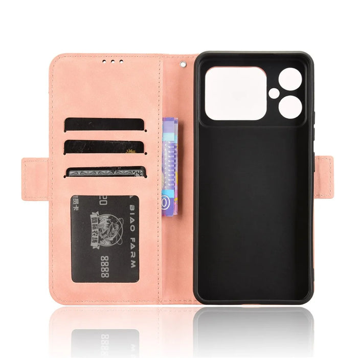 For Cubot A20 Leather Case Phone Wallet Cover with Multiple Card Slots - Pink - 5