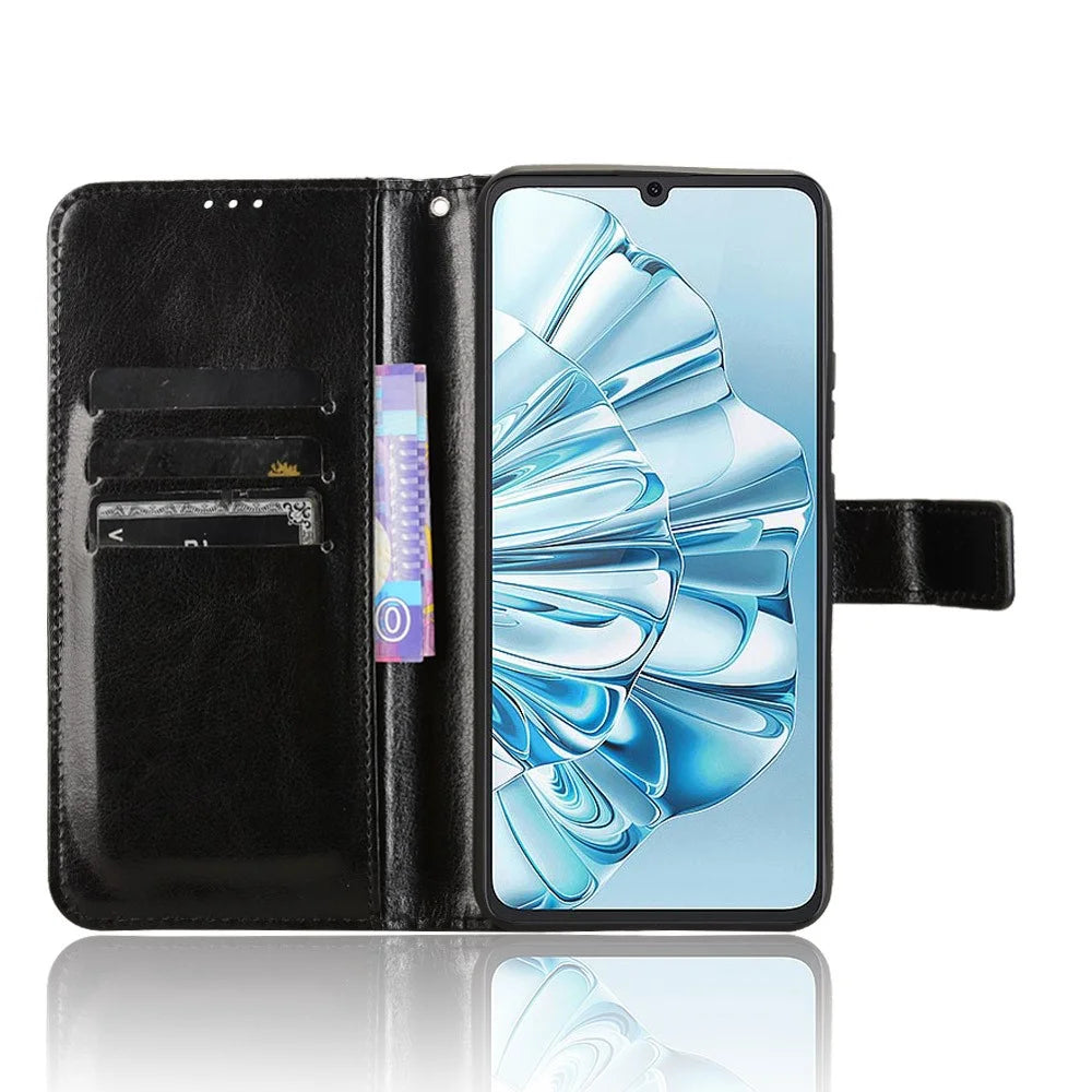 For Cubot A20 Case Crazy Horse Texture PU Leather Phone Wallet Cover - Black - 2