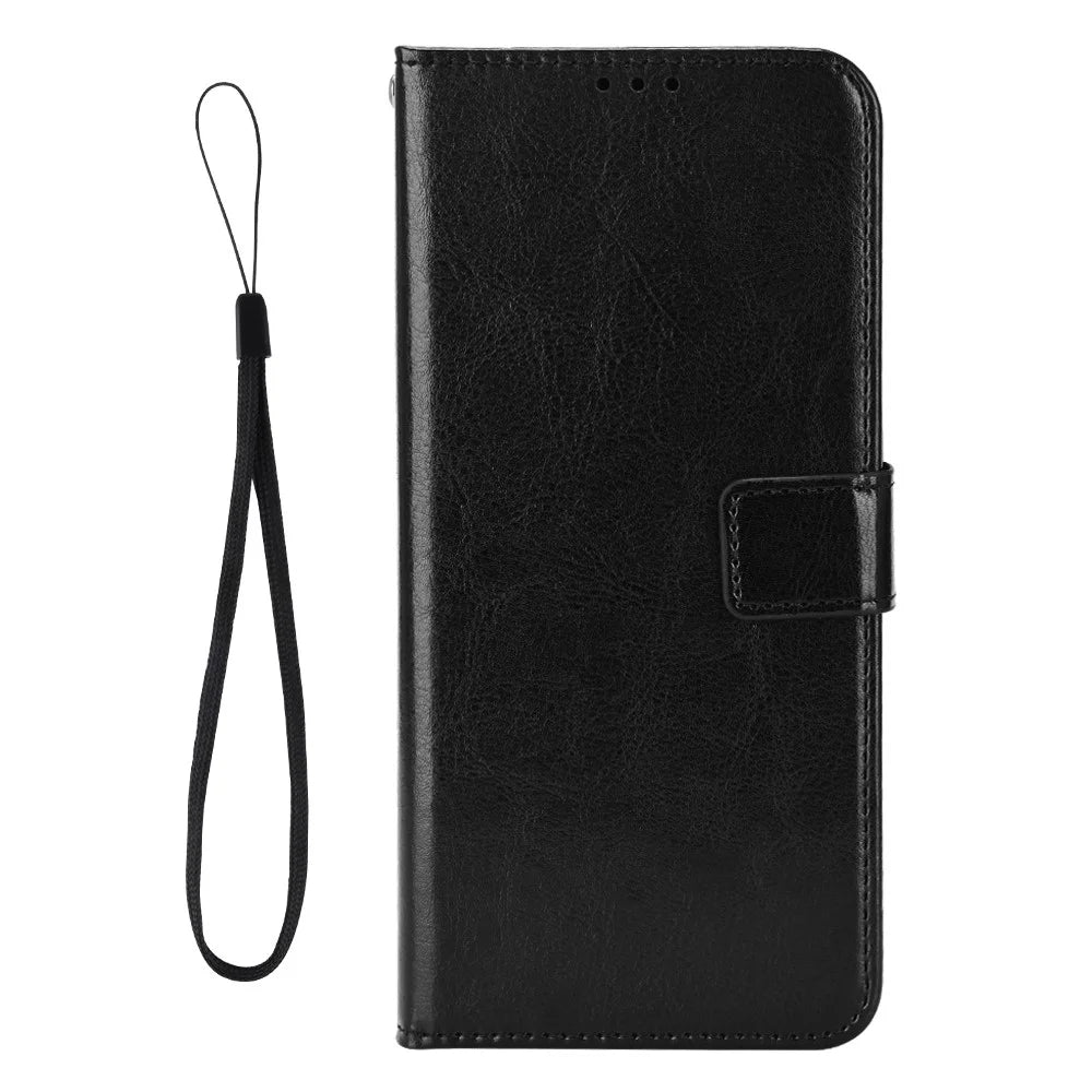For Cubot A20 Case Crazy Horse Texture PU Leather Phone Wallet Cover - Black - 5