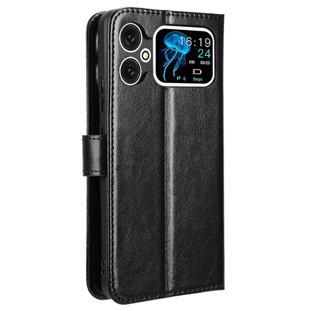 For Cubot A20 Case Crazy Horse Texture PU Leather Phone Wallet Cover - Black - 6