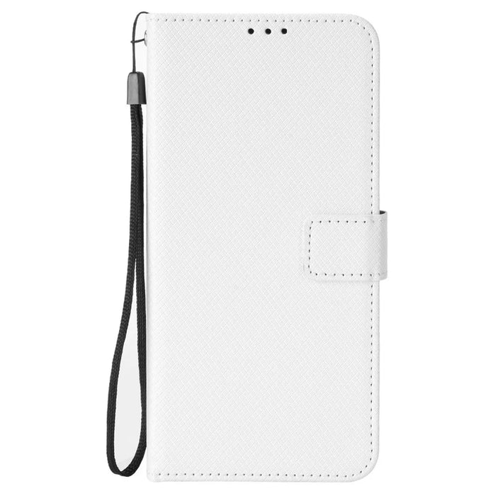 For Cubot A20 Case PU Leather Diamond Texture Wallet Phone Cover - White - 7