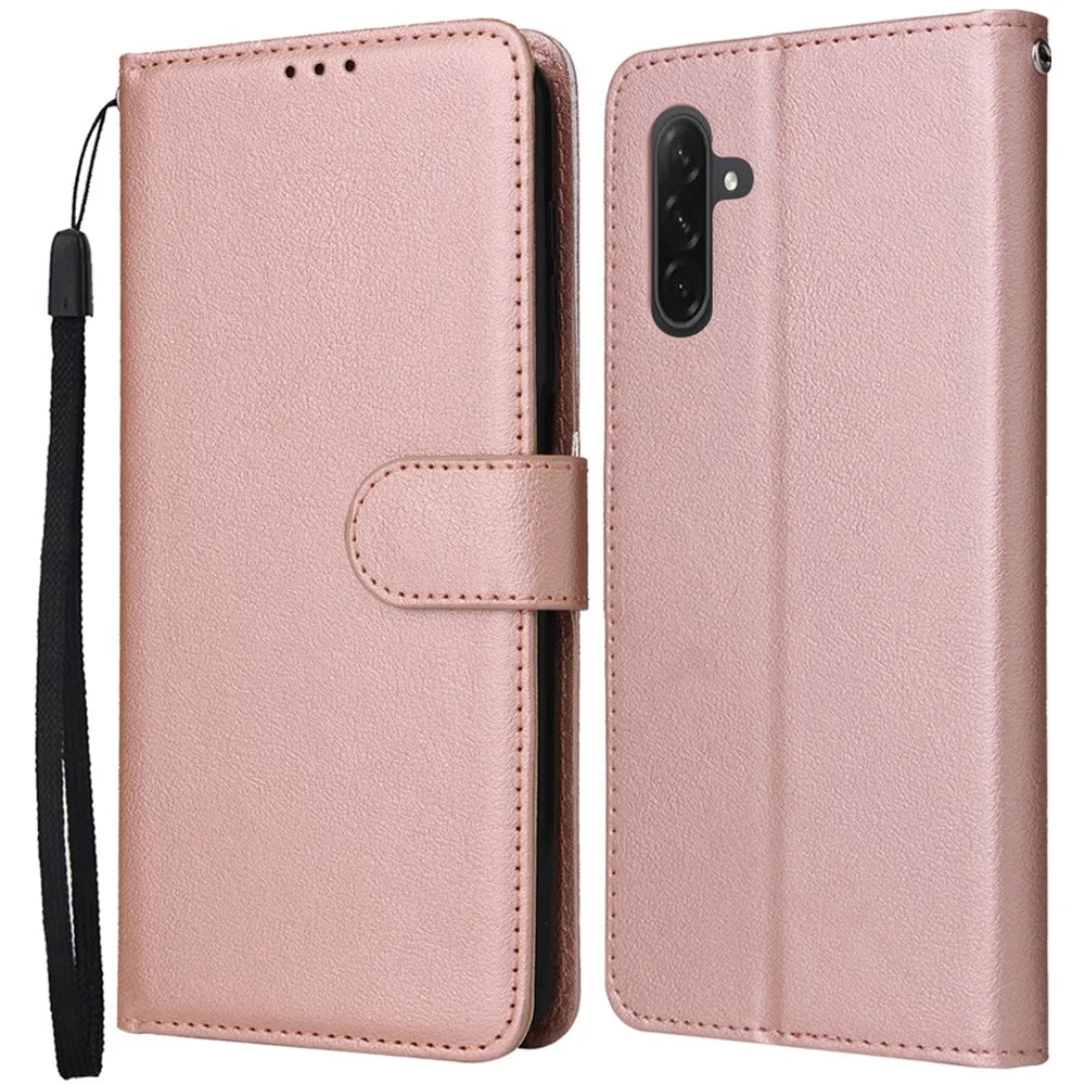 For Samsung Galaxy A26 5G Case Wallet Stand View PU Leather Phone Cover - Rose Gold - 1
