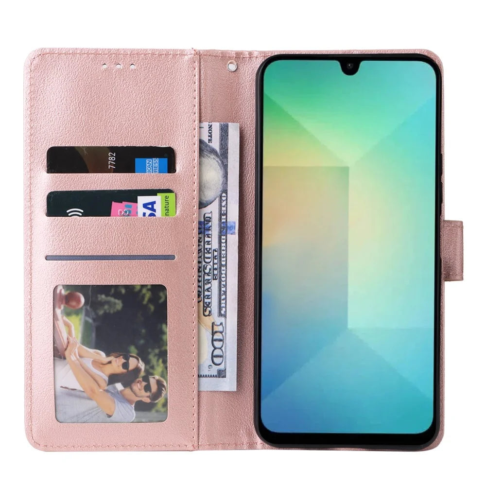 For Samsung Galaxy A26 5G Case Wallet Stand View PU Leather Phone Cover - Rose Gold - 2