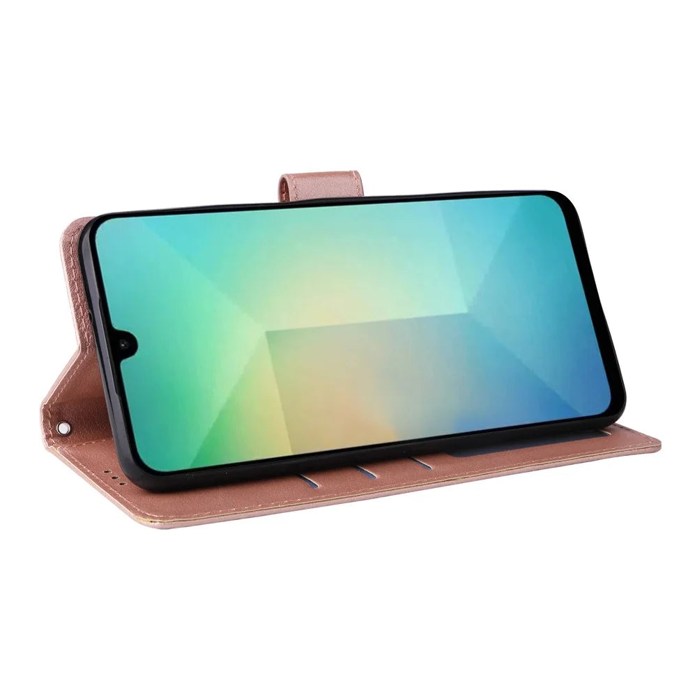 For Samsung Galaxy A26 5G Case Wallet Stand View PU Leather Phone Cover - Rose Gold - 3