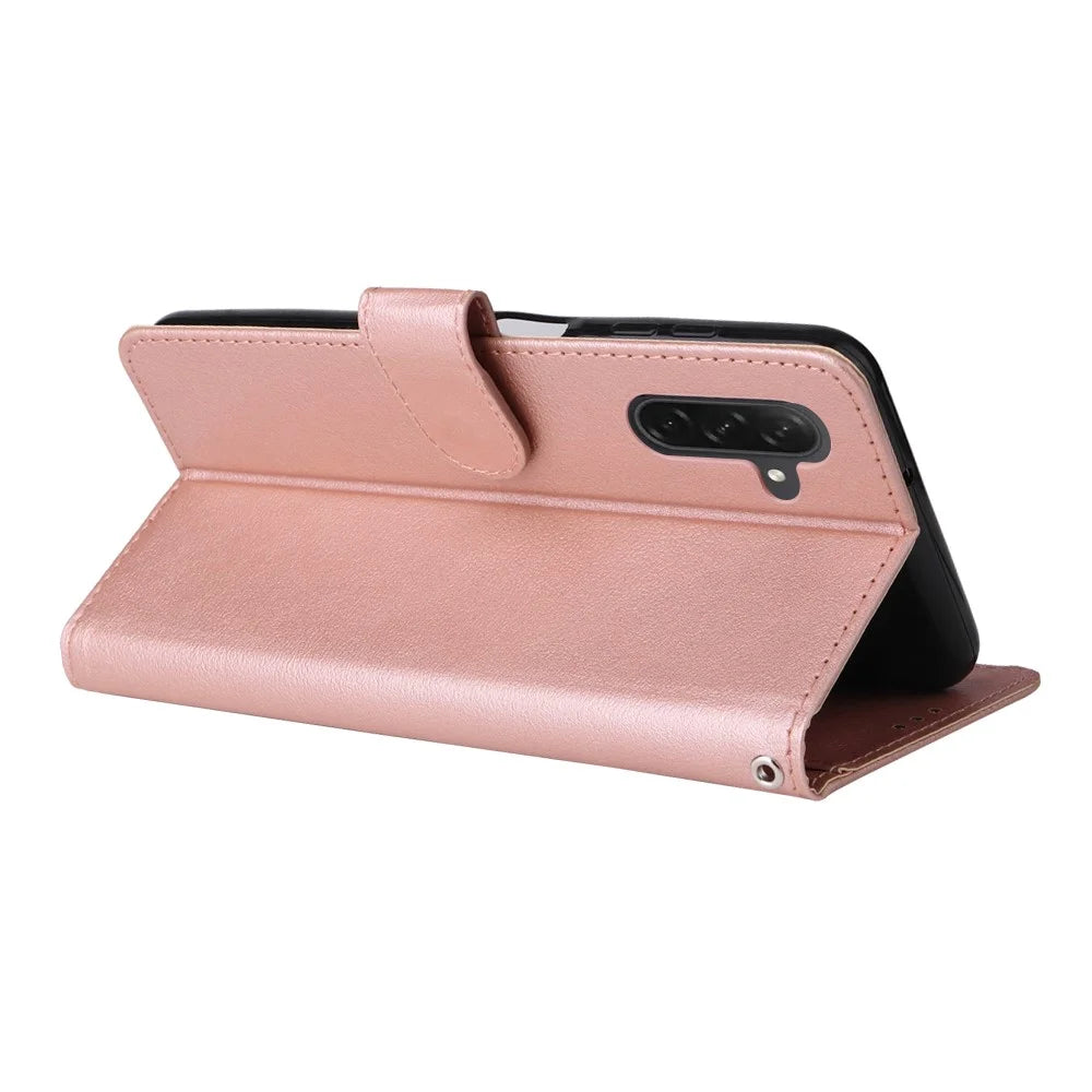 For Samsung Galaxy A56 5G / A36 5G / A37 5G / A27 5G Case Wallet Stand View PU Leather Phone Cover - Rose Gold - 3