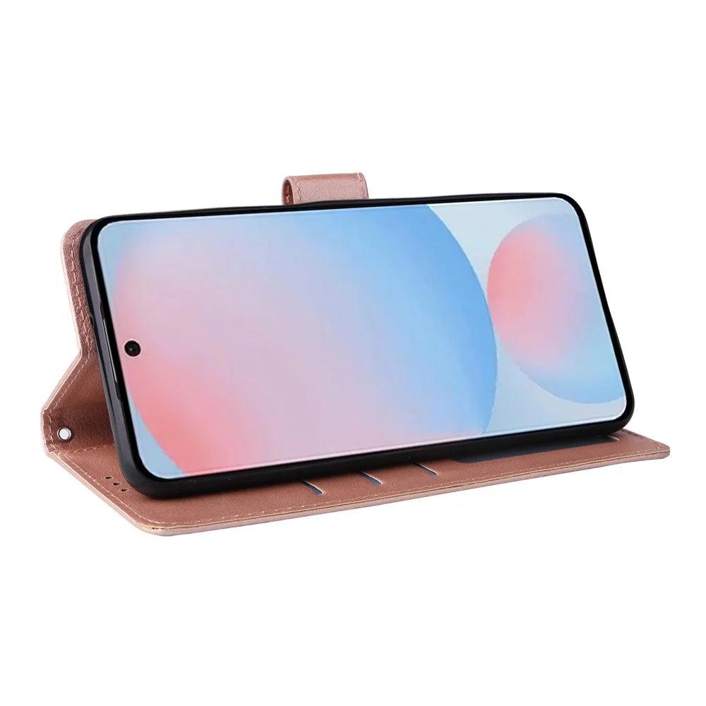 For Samsung Galaxy A56 5G / A36 5G / A37 5G / A27 5G Case Wallet Stand View PU Leather Phone Cover - Rose Gold - 4