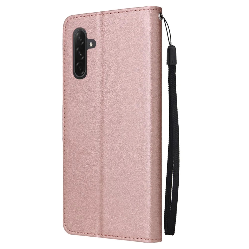 For Samsung Galaxy A56 5G / A36 5G / A37 5G / A27 5G Case Wallet Stand View PU Leather Phone Cover - Rose Gold - 6