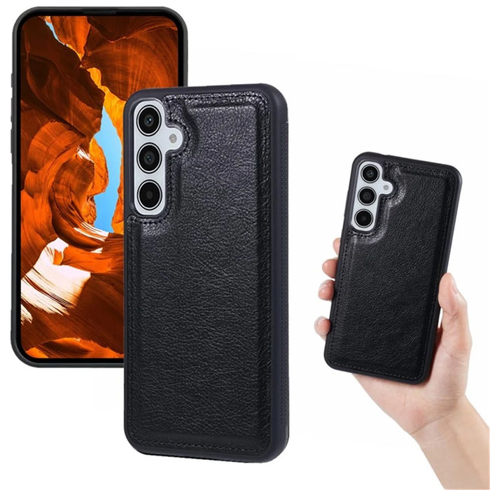 For Samsung Galaxy S25+ Detachable Cover PU Leather 2 in 1 Magnetic Wallet Phone Case - Black - 4