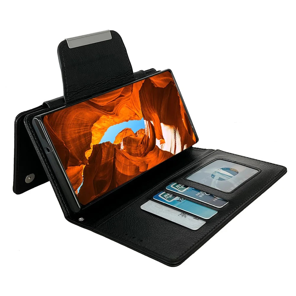 For Samsung Galaxy S25 Ultra Detachable Cover PU Leather 2 in 1 Magnetic Wallet Phone Case - Black - 4