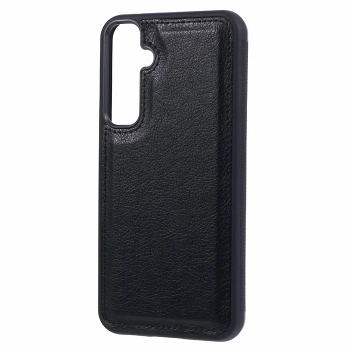 For Samsung Galaxy S25+ Case Calf Texture PU Leather Anti Fingerprint Back Phone Cover - Black - 2