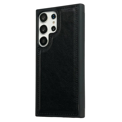 For Samsung Galaxy S25 Ultra Case Calf Texture PU Leather Anti Fingerprint Back Phone Cover - Black - 1