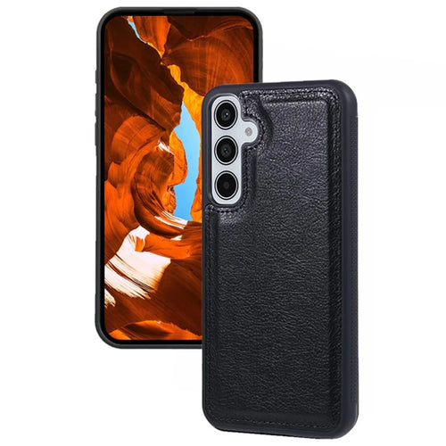 For Samsung Galaxy A16 5G / A16 4G Case Calf Texture PU Leather Anti Fingerprint Back Phone Cover - Black - 1