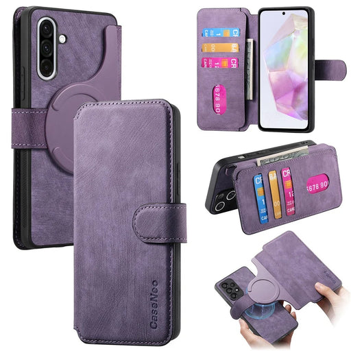 CASENEO For Samsung Galaxy A36 5G Magnetic Case  Detachable Leather Phone Wallet Cover - Purple - 1