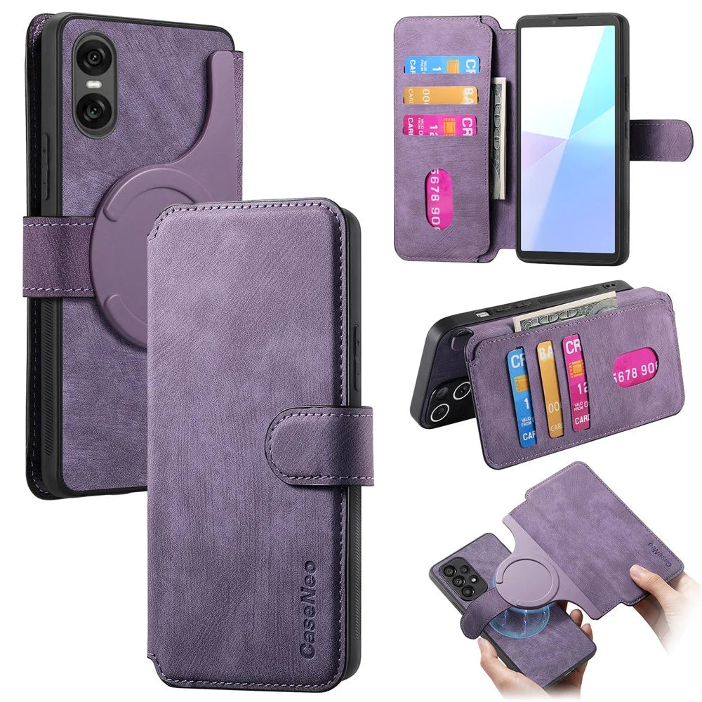 CASENEO For Sony Xperia 10 VI Magnetic Case  Detachable Leather Phone Wallet Cover - Purple - 1
