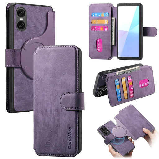 CASENEO For Sony Xperia 10 VI Magnetic Case  Detachable Leather Phone Wallet Cover - Purple - 1