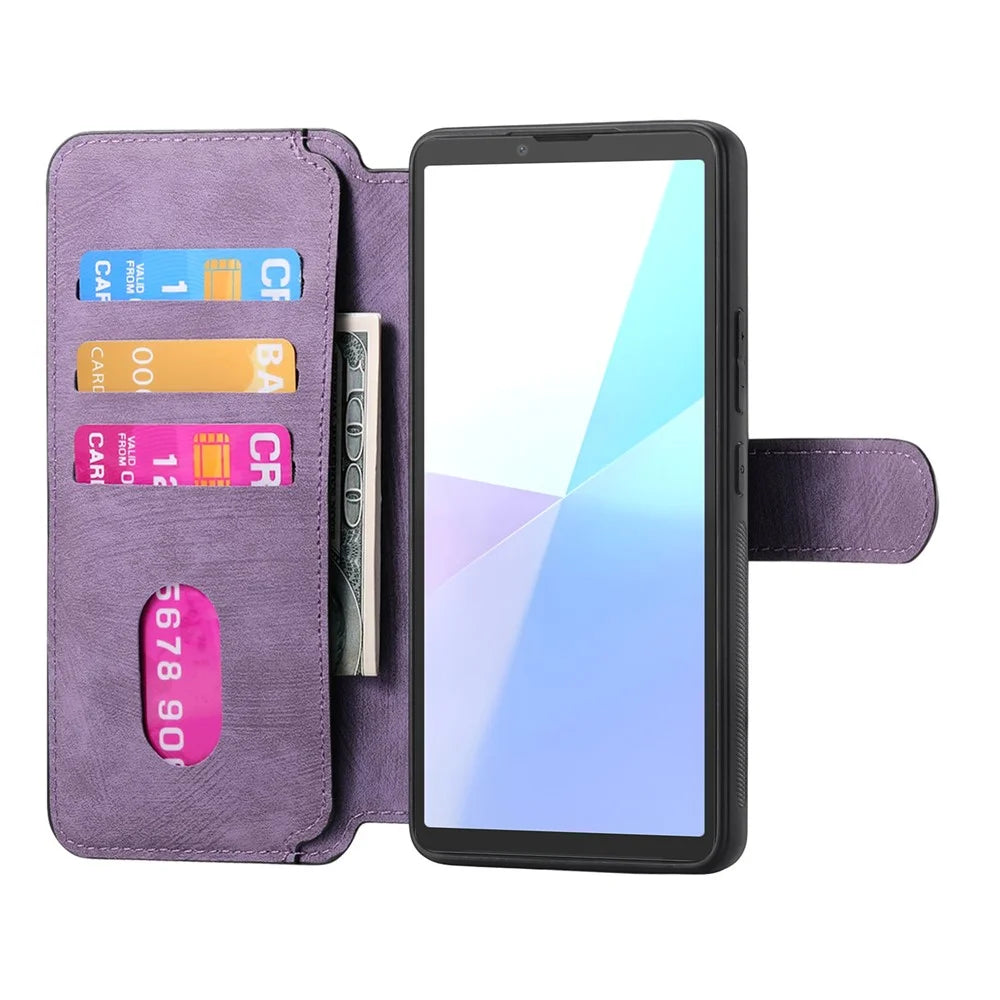 CASENEO For Sony Xperia 10 VI Magnetic Case  Detachable Leather Phone Wallet Cover - Purple - 4