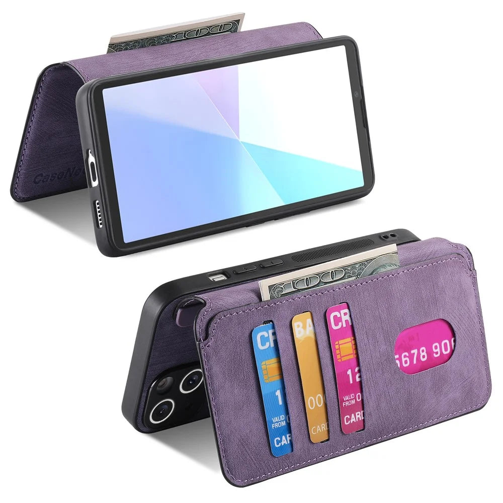 CASENEO For Sony Xperia 10 VI Magnetic Case  Detachable Leather Phone Wallet Cover - Purple - 6