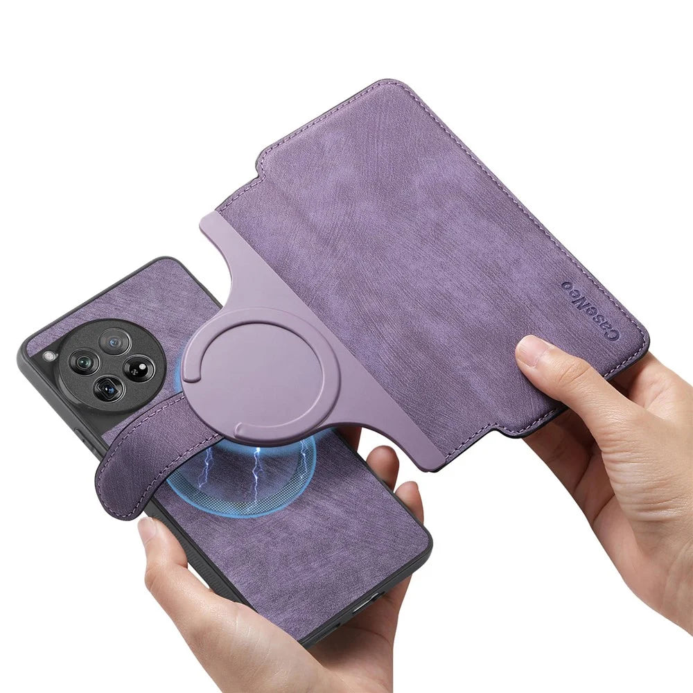 CASENEO For OnePlus 12 5G Magnetic Case  Detachable Leather Phone Wallet Cover - Purple - 5