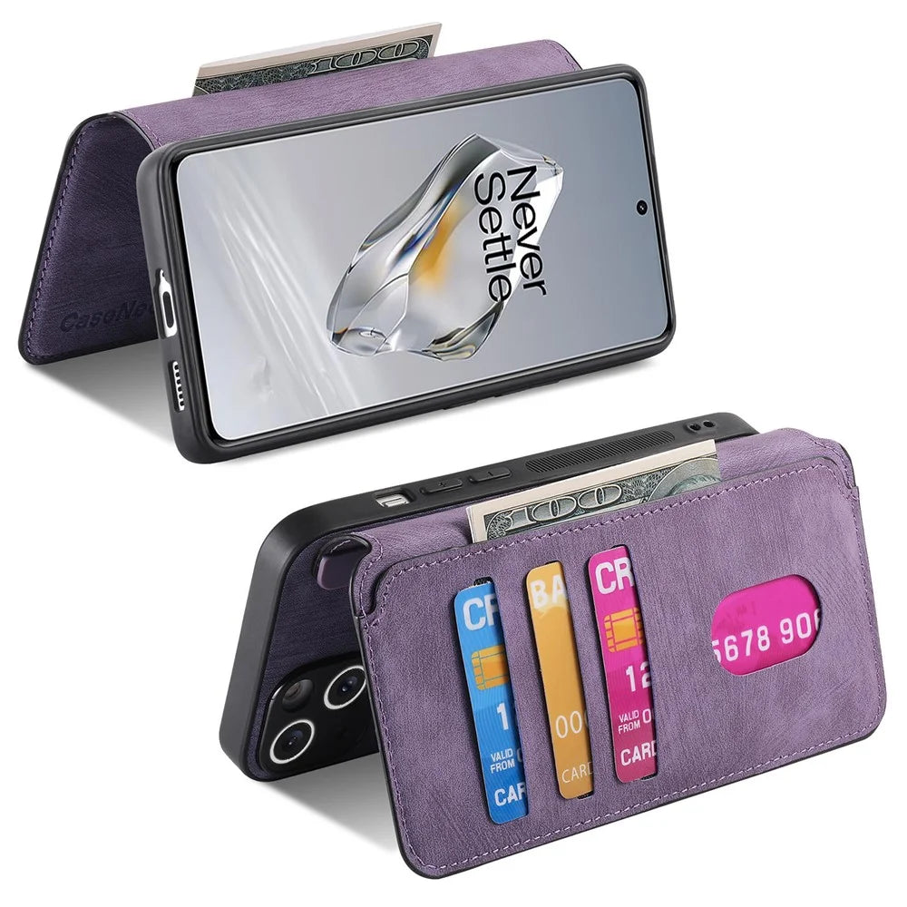 CASENEO For OnePlus 12 5G Magnetic Case  Detachable Leather Phone Wallet Cover - Purple - 6
