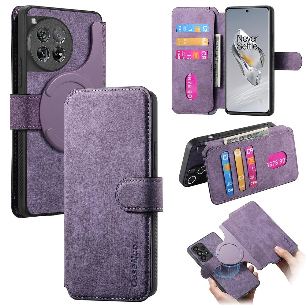 CASENEO For OnePlus 13 Magnetic Case  Detachable Leather Phone Wallet Cover - Purple - 1